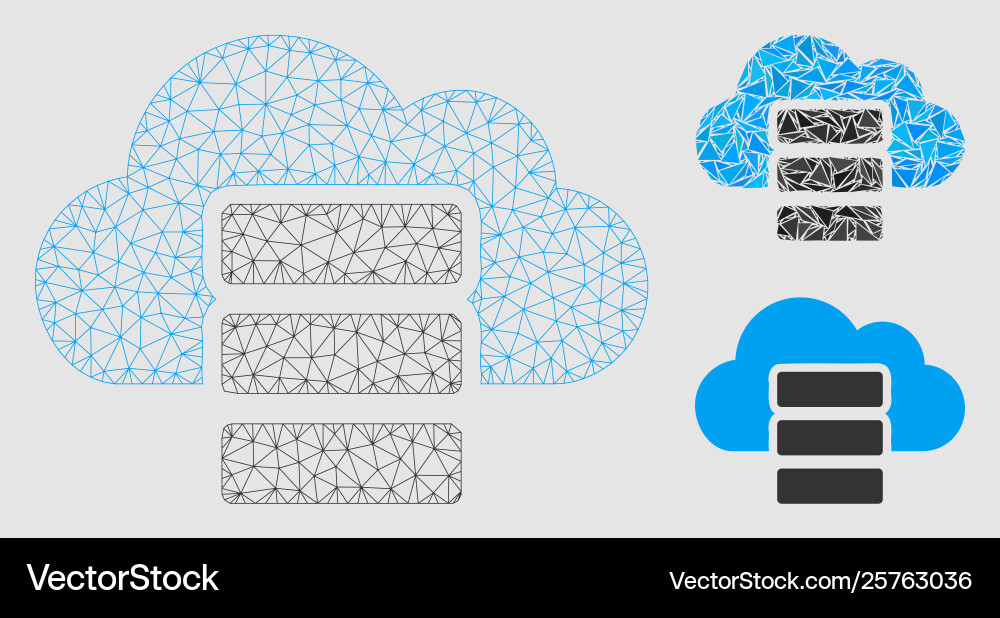 Cloud database mesh 2d model and triangle Cloud database mesh 2d model and triangle vector image