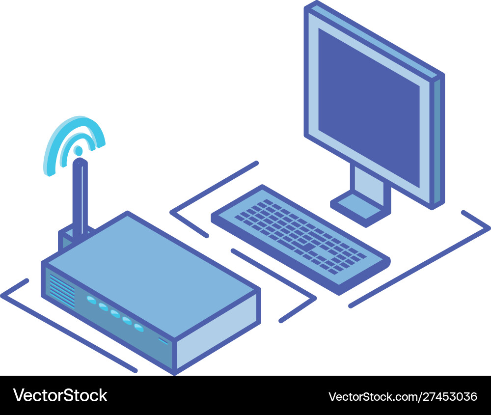 Computerbildschirm mit Tastatur und Wireless Computerbildschirm mit Tastatur und Wireless vektorbild