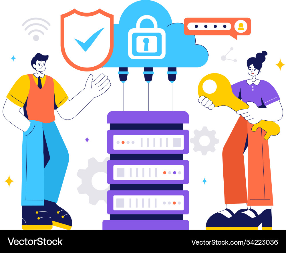 Digital cloud security of safety and data Digital cloud security of safety and data vector image