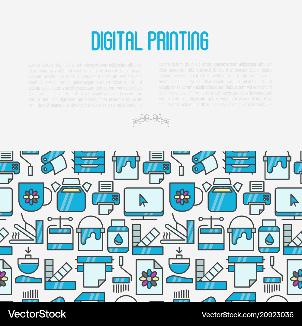 Digital printing concept with thin line icons Digital printing concept with thin line icons vector image
