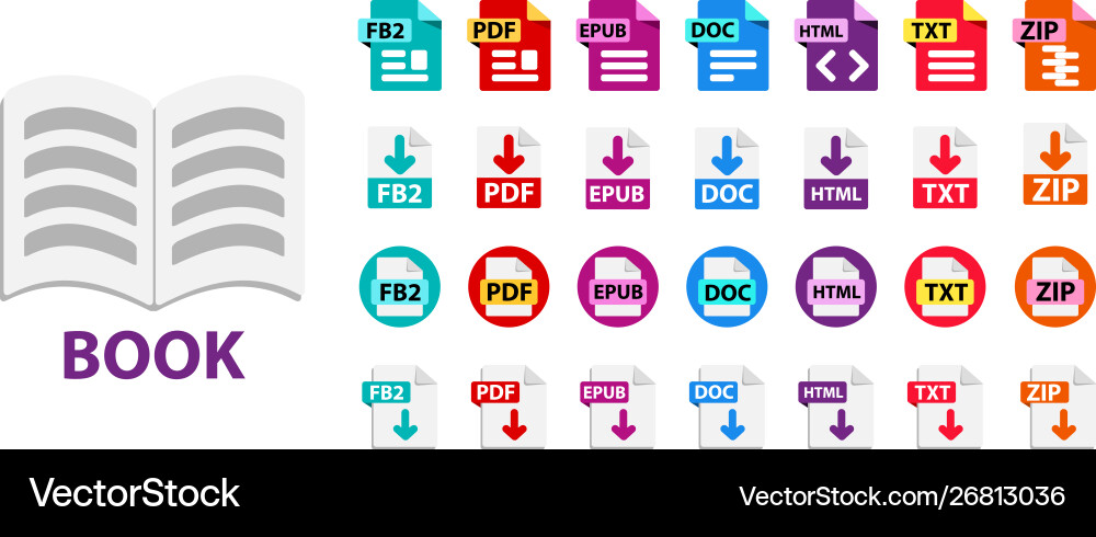 File format extensions icons collection File format extensions icons collection vector image