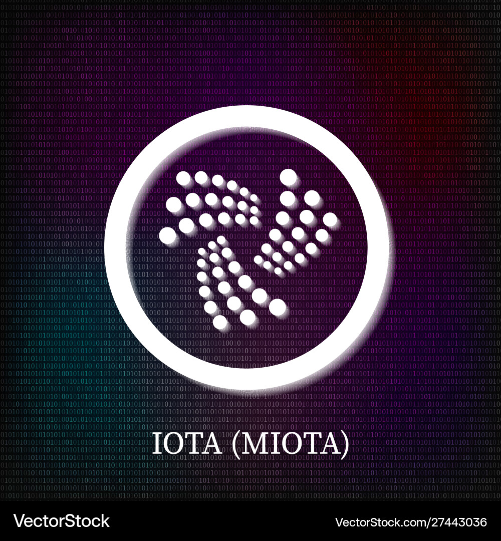Iota symbol on dark binary code background Iota symbol on dark binary code background vector image