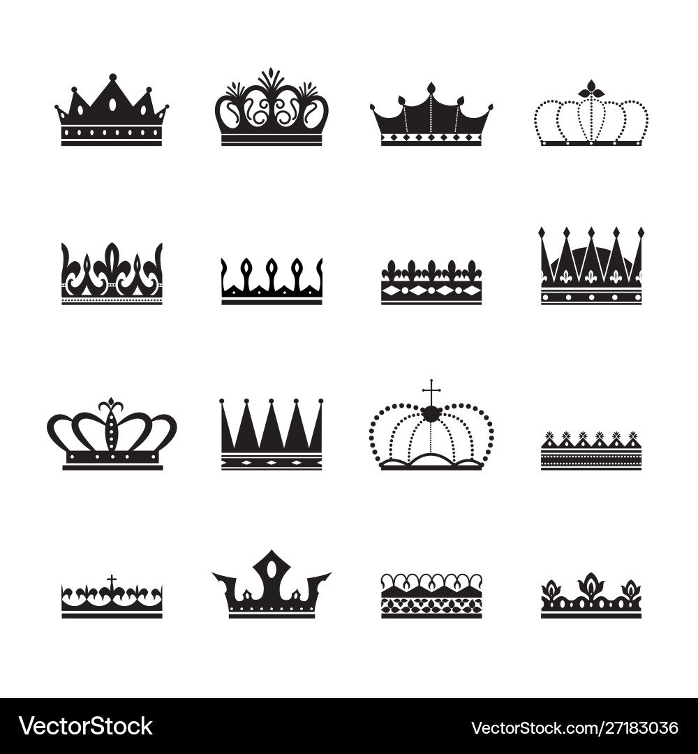 Königliche Krone Insignia Elemente setzen Silhouetten Königliche Krone Insignia Elemente setzen Silhouetten vektorbild