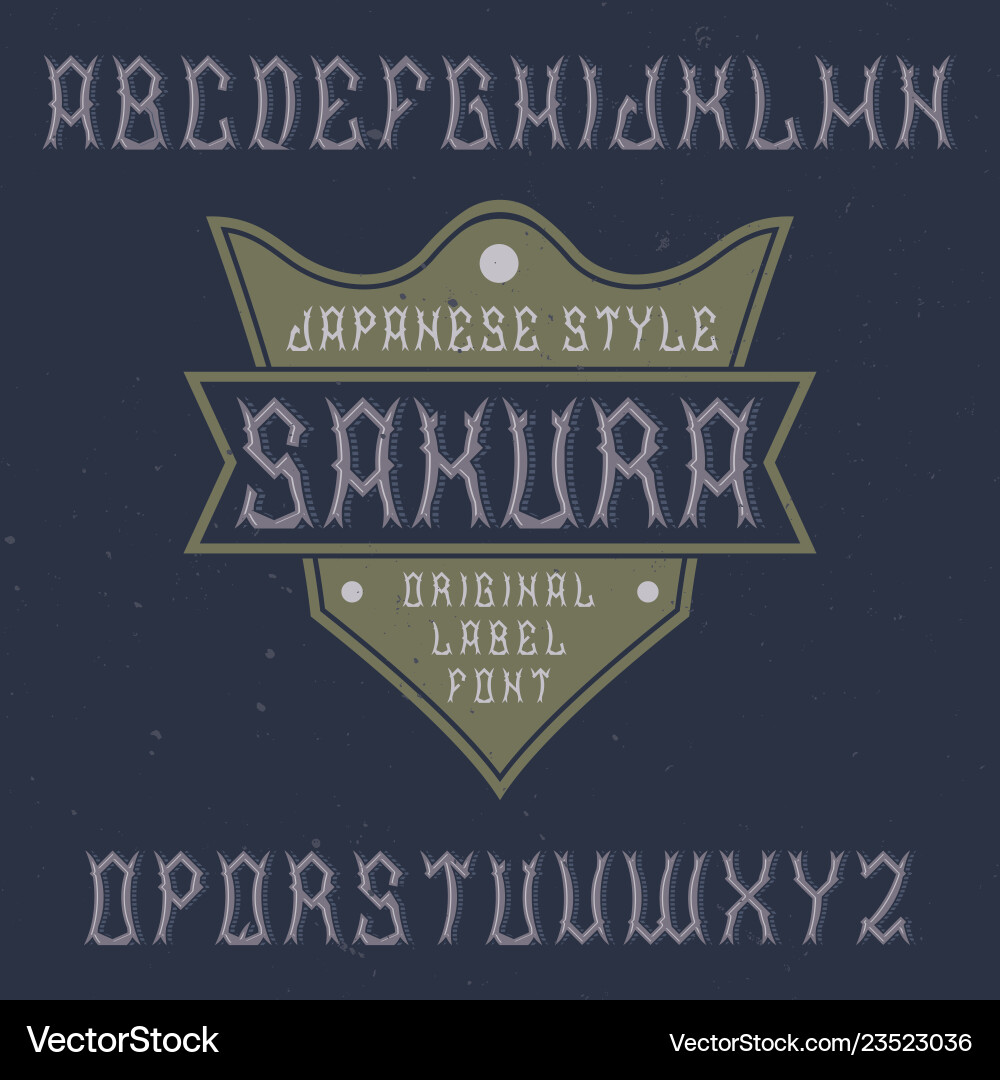 Label font named sakura Label font named sakura vector image