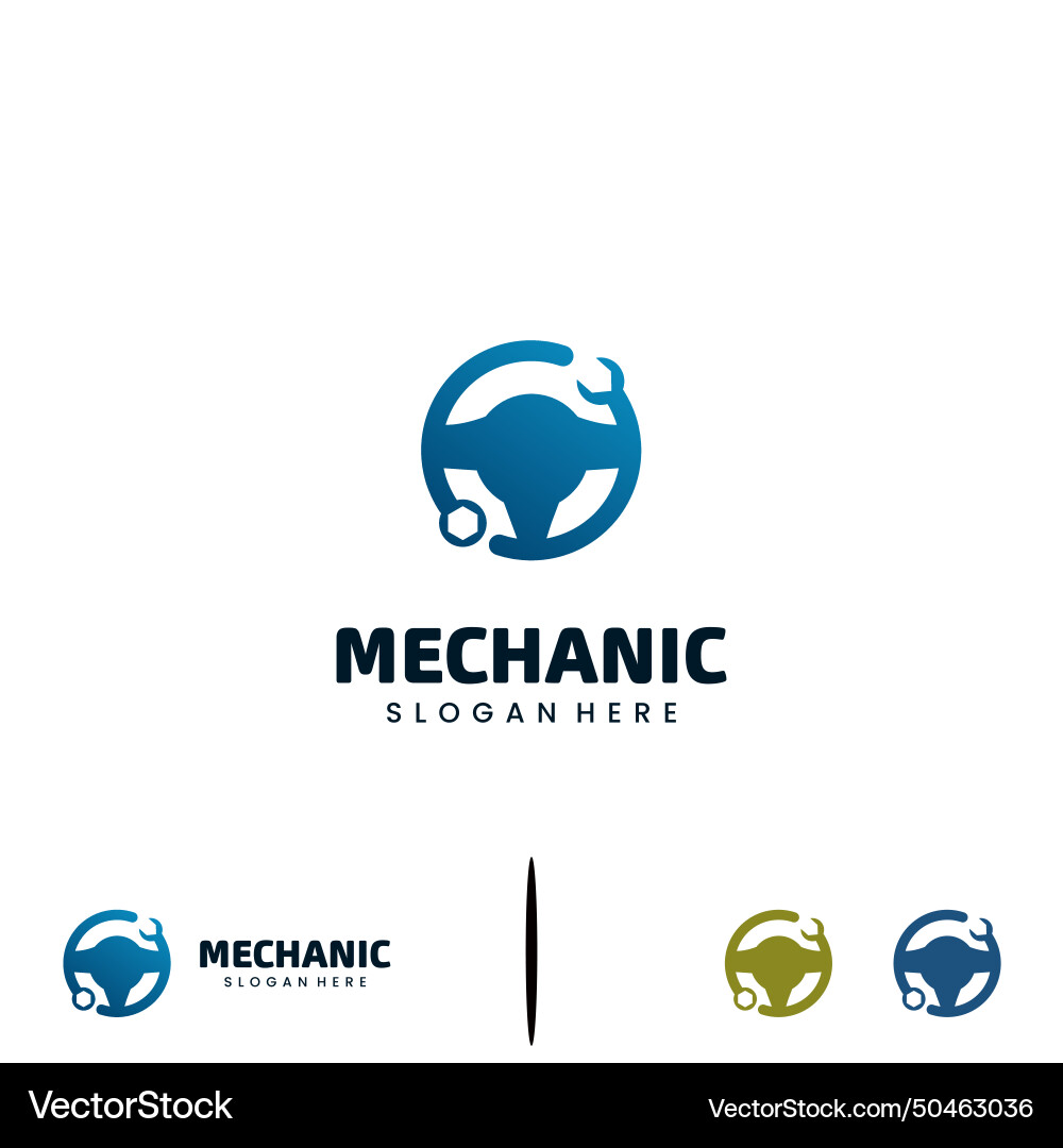 Mechanic logo design with gradient colorsteering Mechanic logo design with gradient colorsteering Vector Image