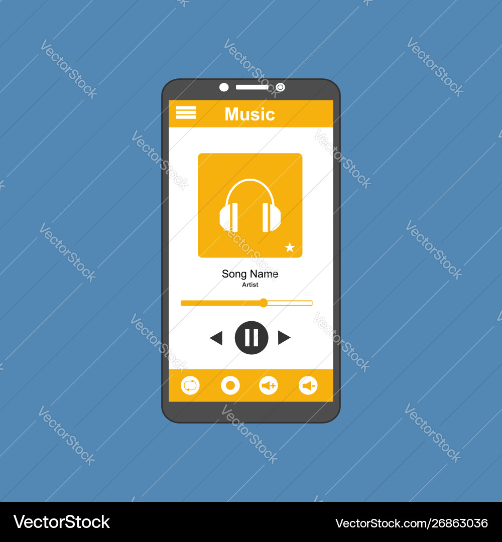 Media player application app template with flat Media player application app template with flat vector image