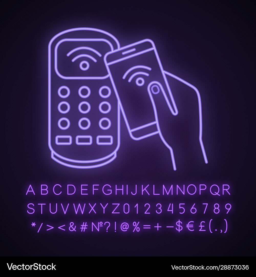 Nfc smartphone payment neon light icon Vector Image