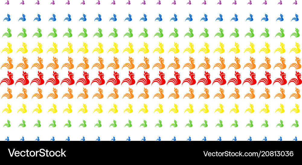 Rooster shape halftone spectral array vector image