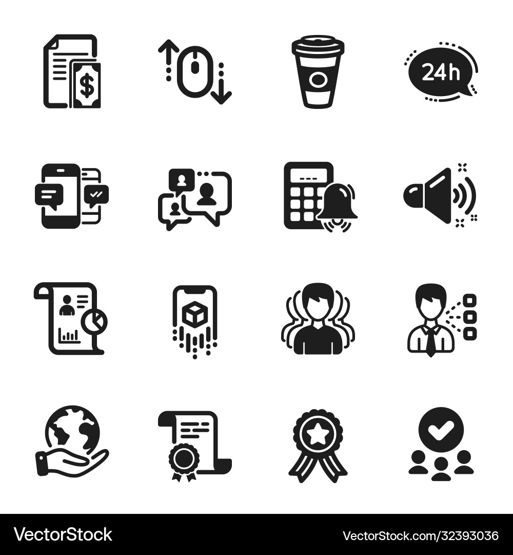 Set business icons such as scroll down vector image