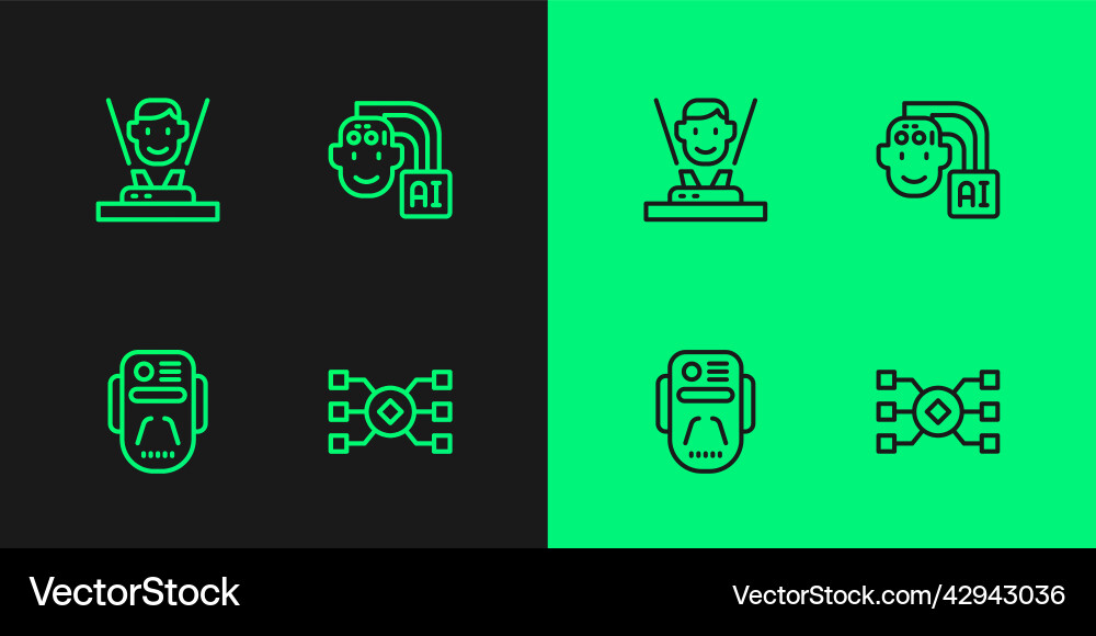Set line neural network artificial intelligence Set line neural network artificial intelligence vector image