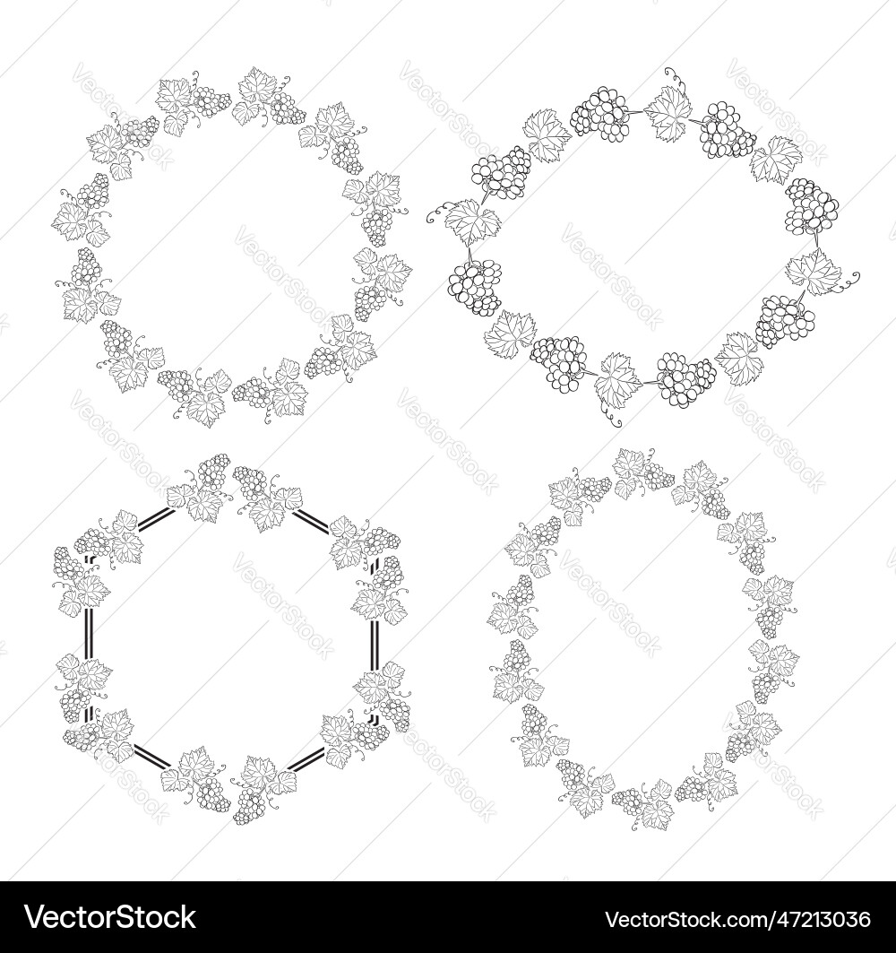 Set of frames and with grape - decorative Vector Image