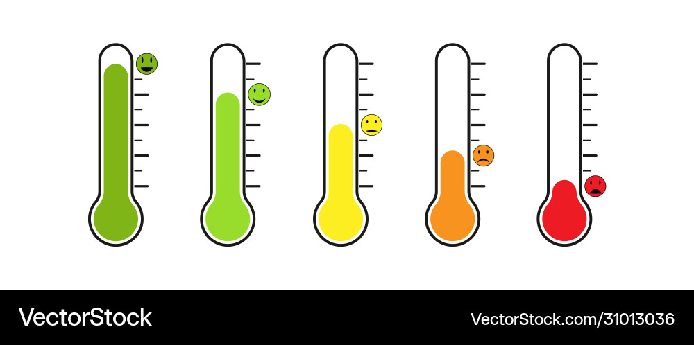 Set thermometer with different temperature vector image