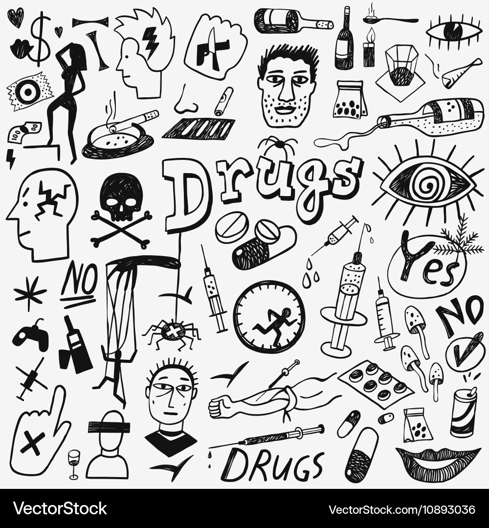 Sketch Doodles: Substance Icons Vector Image
