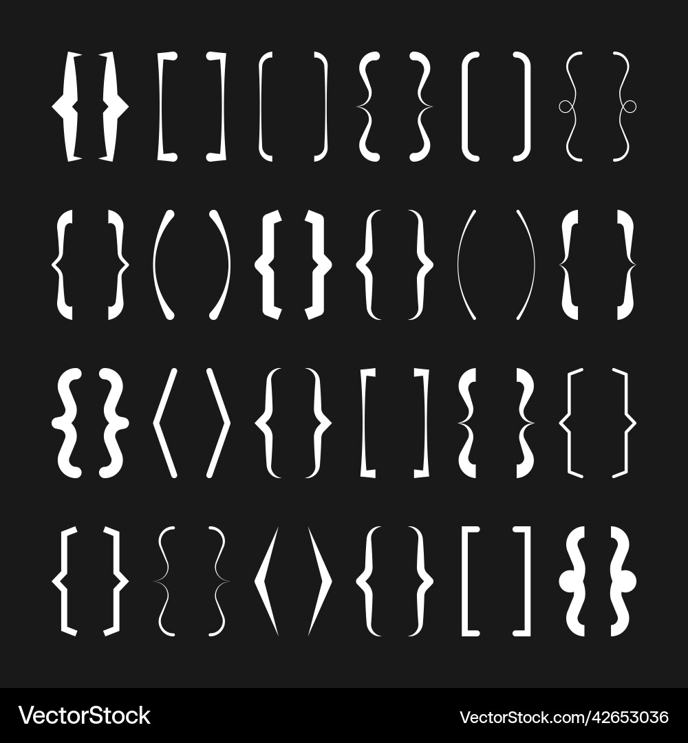 Text brackets collection white quotation box Text brackets collection white quotation box vector image