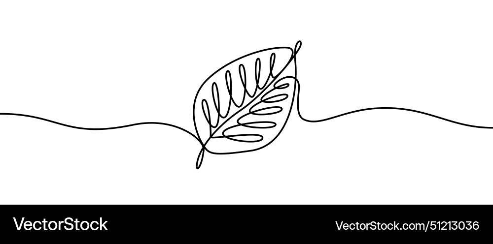 Tree leaf shape drawing by continuos line thin vector image