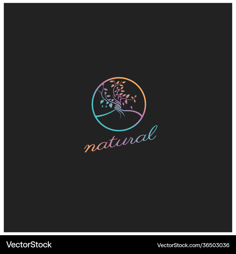 Tree shape circle logo nature design with color Tree shape circle logo nature design with color Vector Image