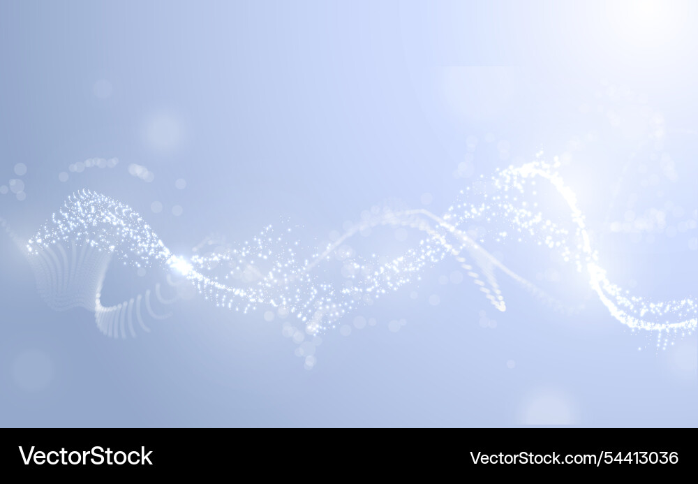 Wave of many lines flowing particles with light Vector Image