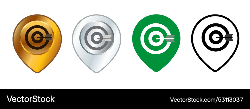 Archery dartboard target place map location vector image