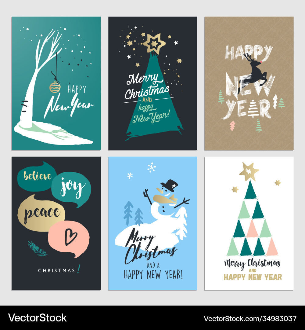 Christmas and new year greeting cards Christmas and new year greeting cards vector image