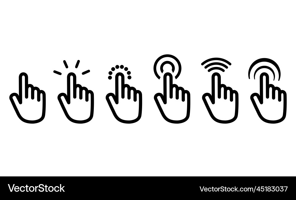 Cursors icons click set Cursors icons click set vector image