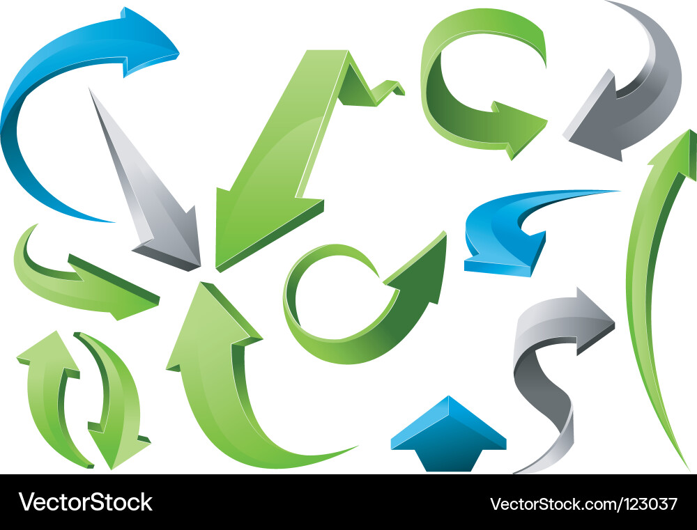 Dynamic Arrow Set - 3D Shapes vector image