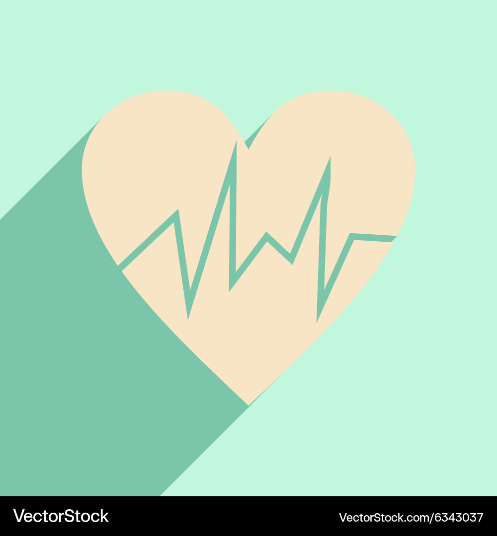 Flat with shadow icon and mobile application pulse vector image