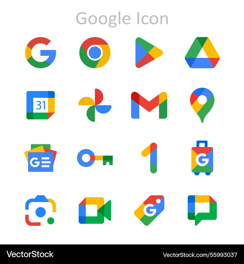 Google icon collection Royalty Free Vector Image
