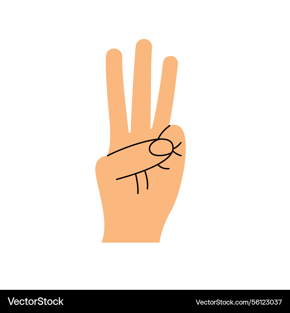 Hand gesture number three color trendy index Vector Image