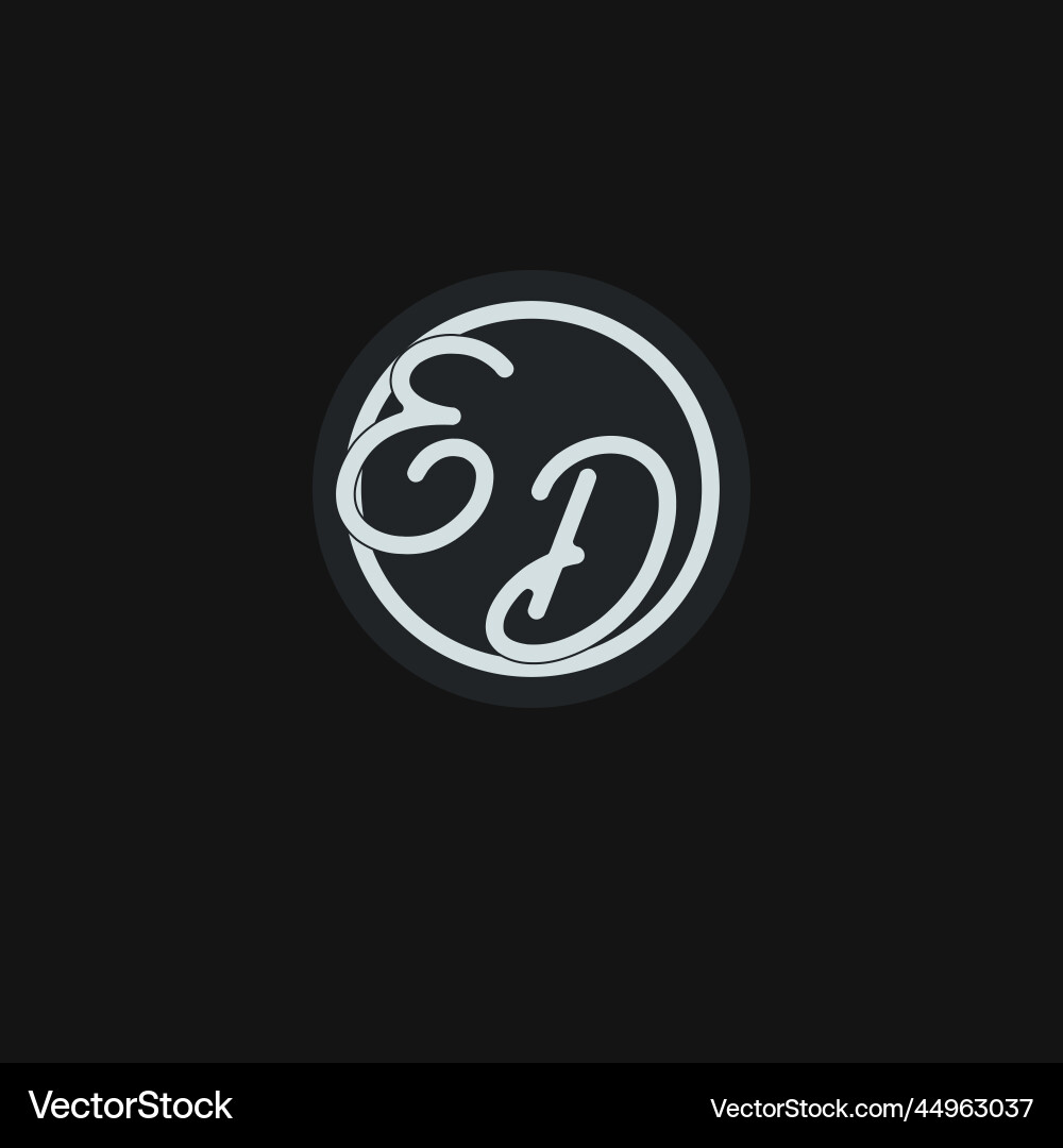Initials ed logo monogram with simple circle line vector image