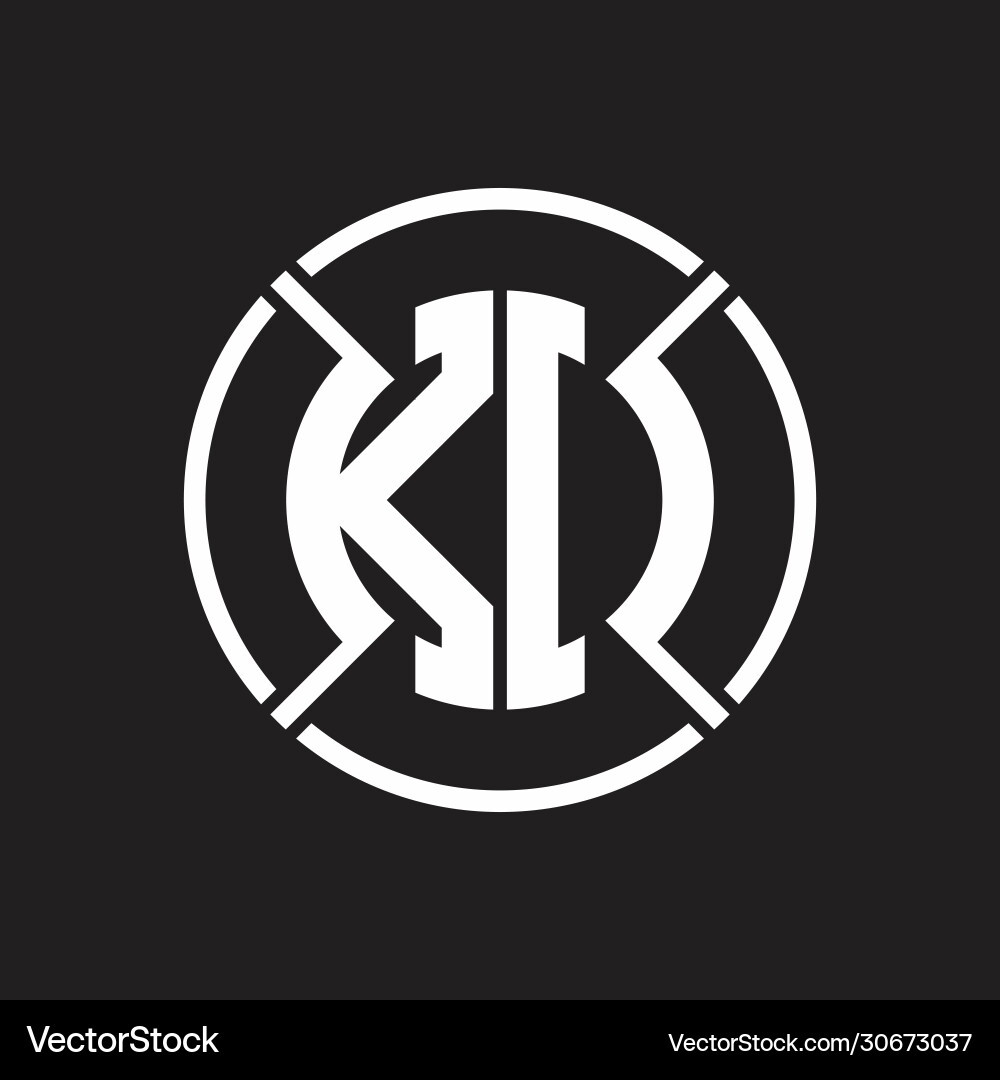 Kd logo monogram with four part circle slash vector image