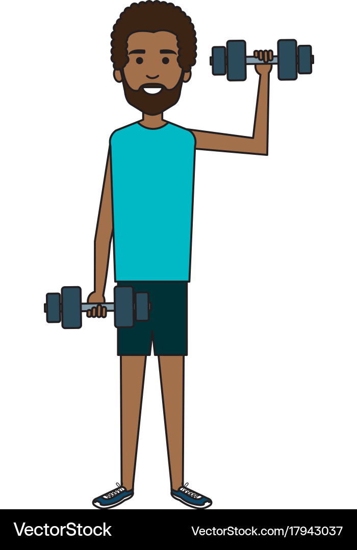 Man lifting weights character Vector Image