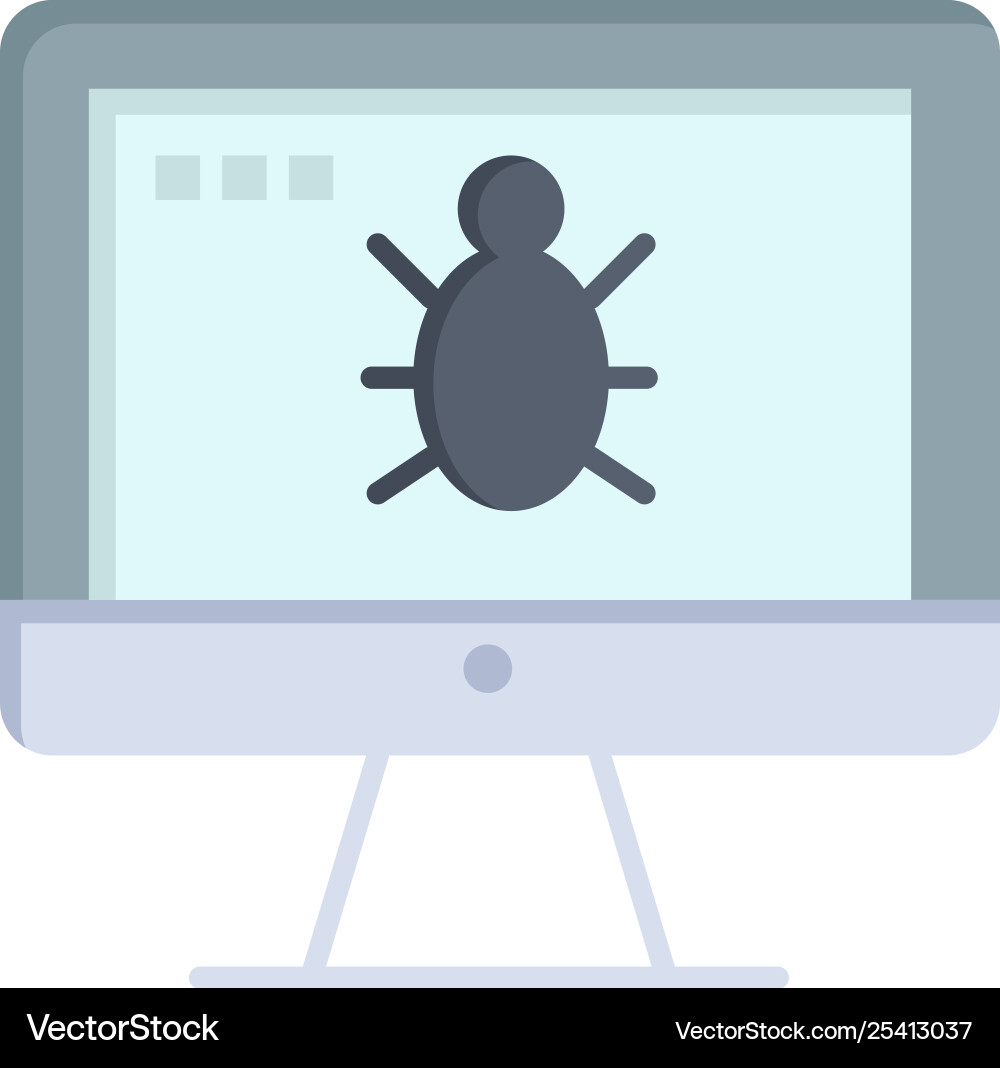 Monitor bug screen security flat color icon Monitor bug screen security flat color icon Vector Image