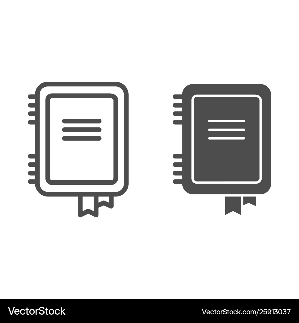 Notebook line and glyph icon notepad Notebook line and glyph icon notepad vector image