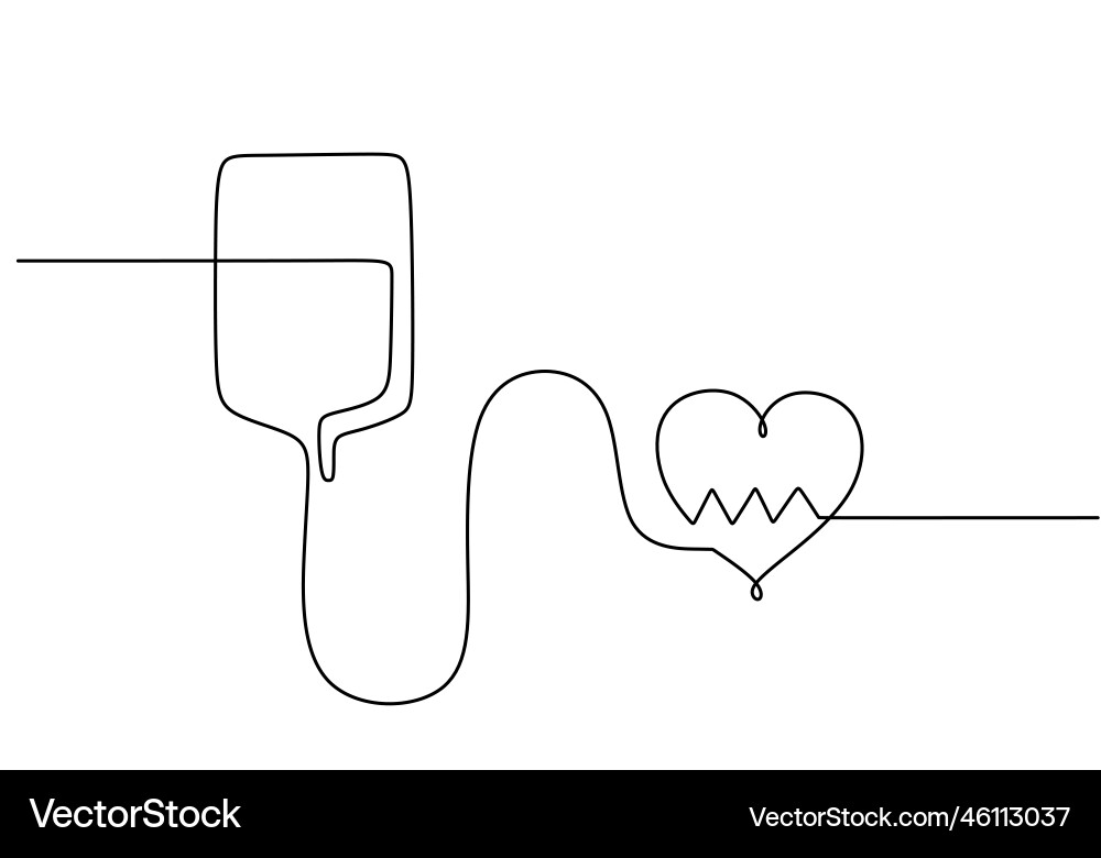One continuous single line of infuse and heart One continuous single line of infuse and heart vector image