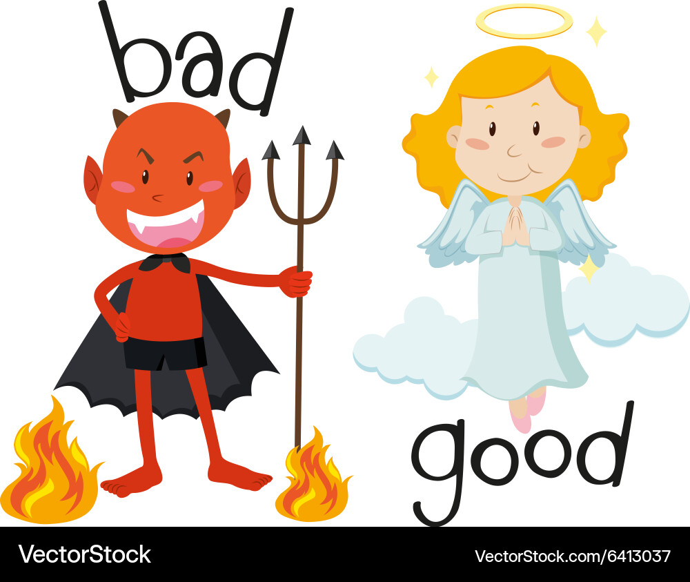 Opposite adjectives good and bad vector image