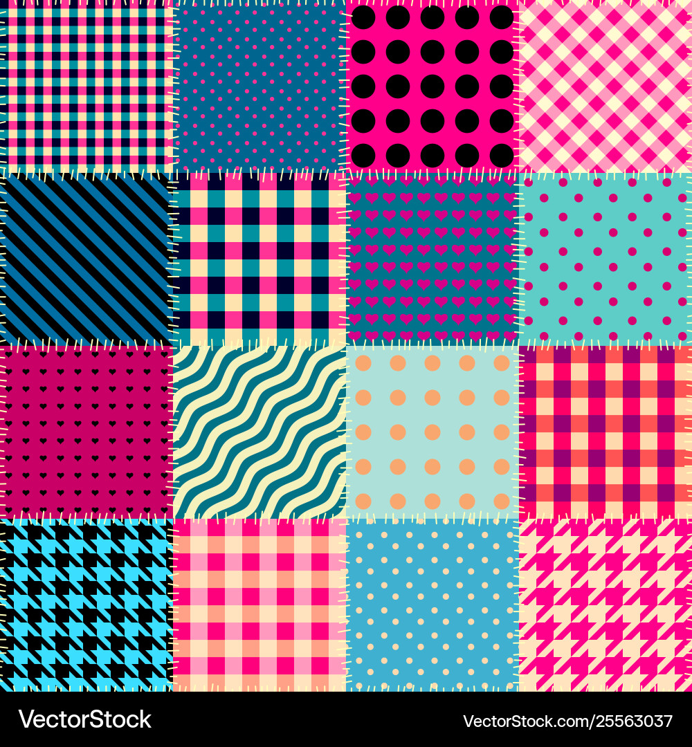 Patchwork textile pattern seamless quilting vector image