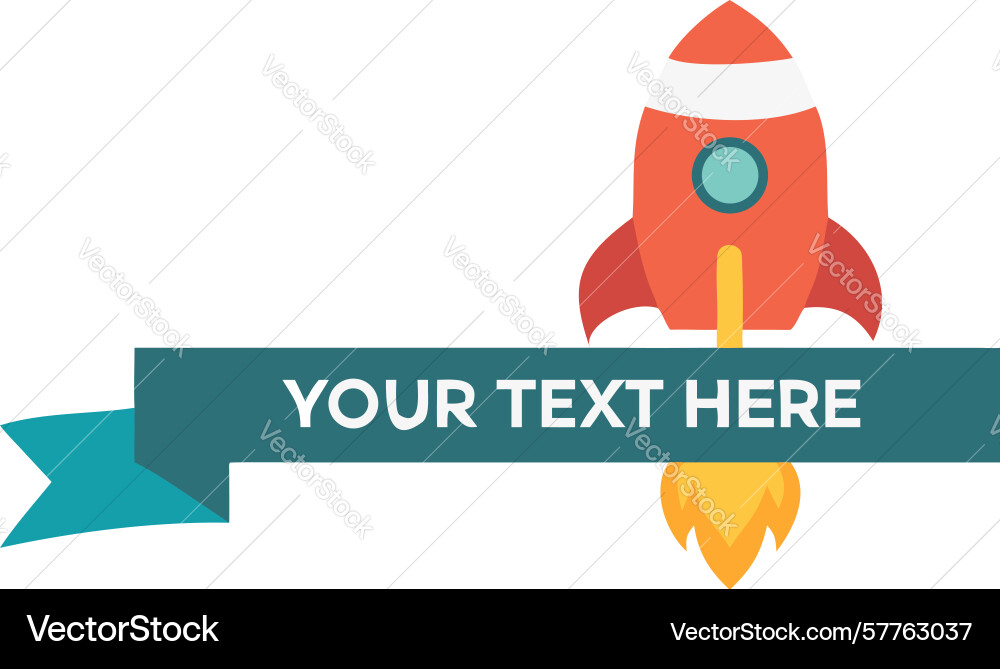 Red rocket with text box on launchpad design vector image