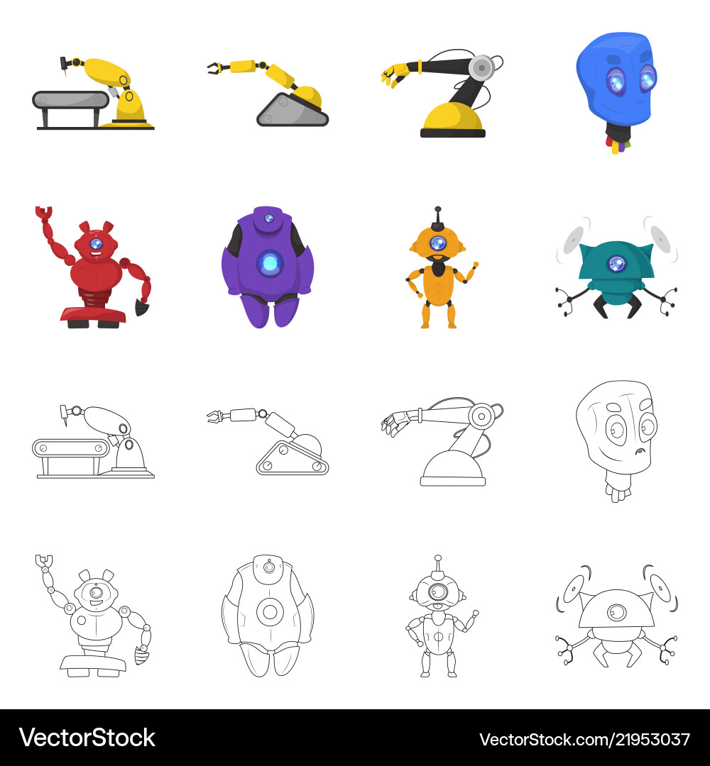 Robot and factory symbol Robot and factory symbol Vector Image