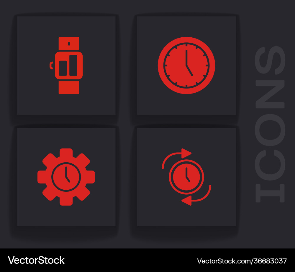 Set clock with arrow smartwatch and time Set clock with arrow smartwatch and time vector image