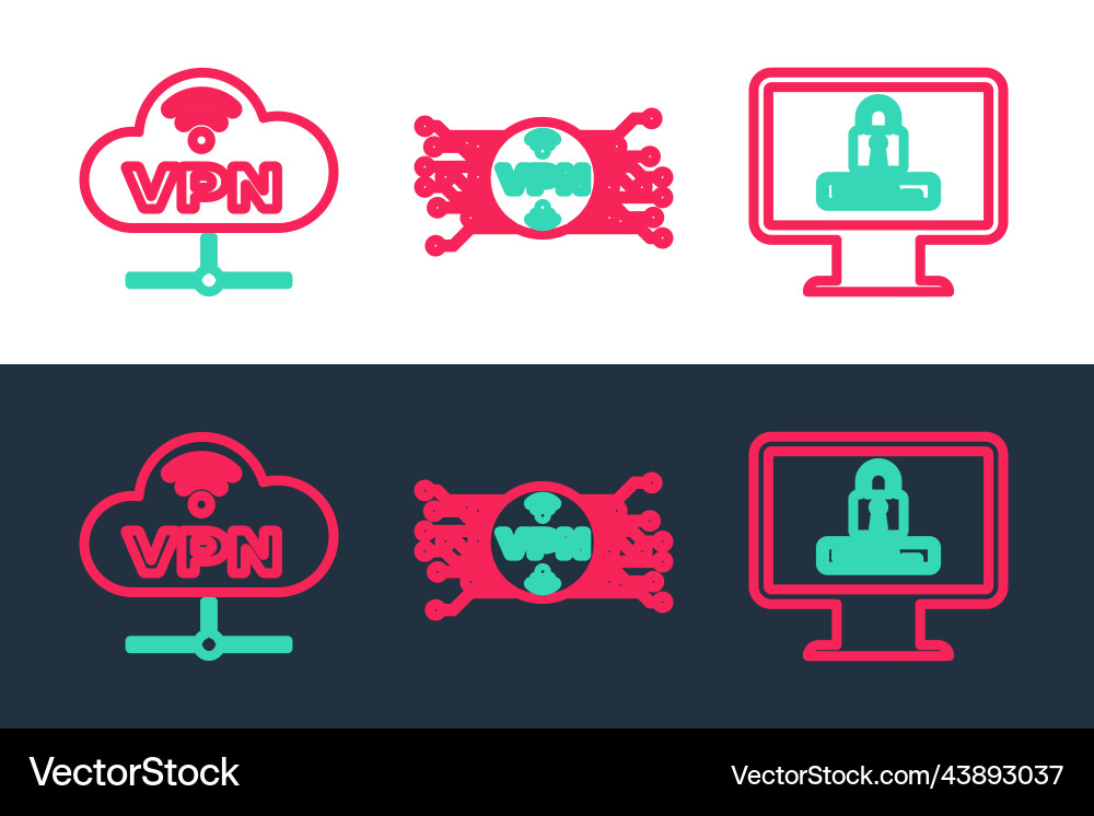 Set line monitor with password vpn network cloud Set line monitor with password vpn network cloud vector image