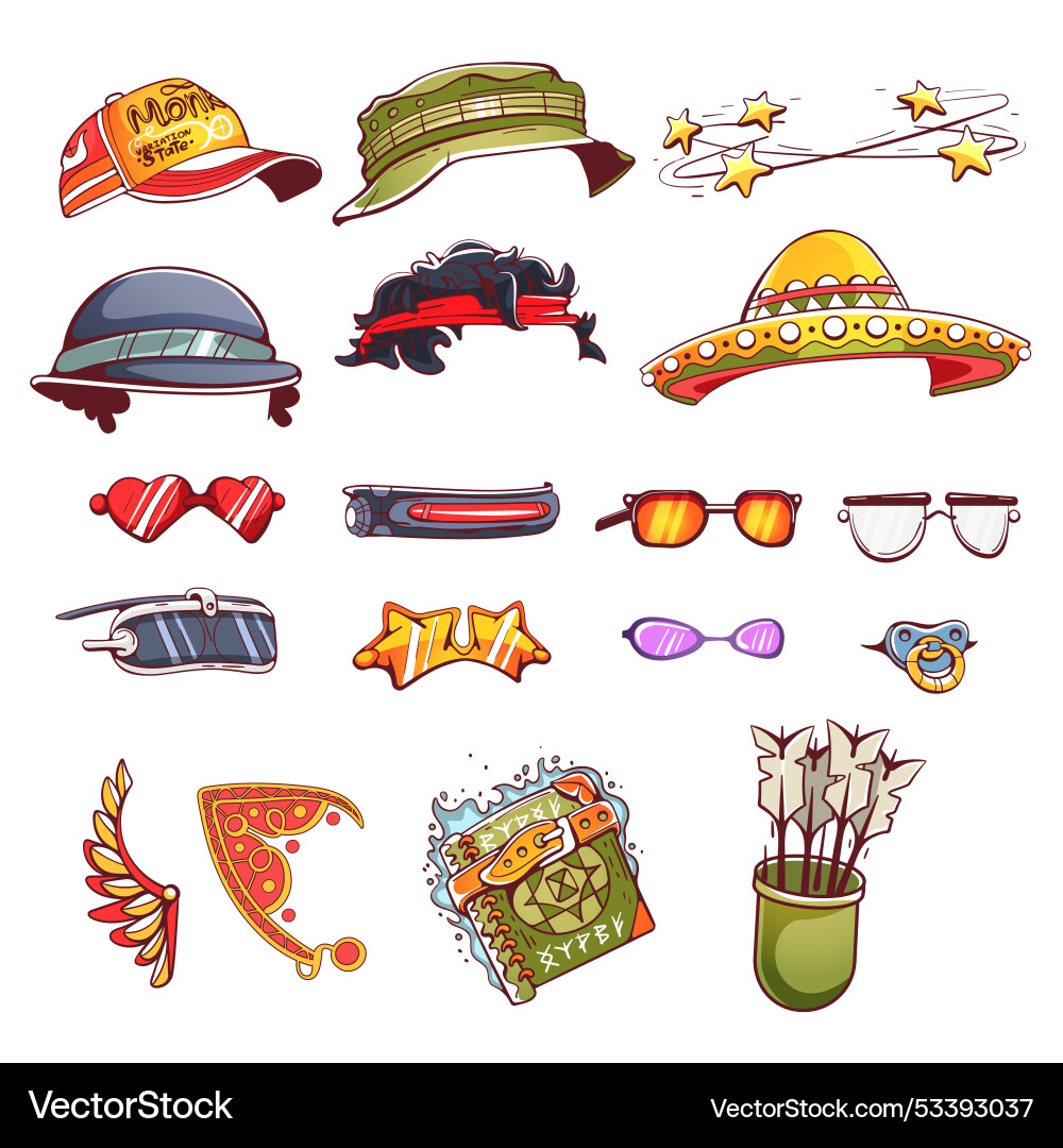 Set of elements for nft character Set of elements for nft character vector image