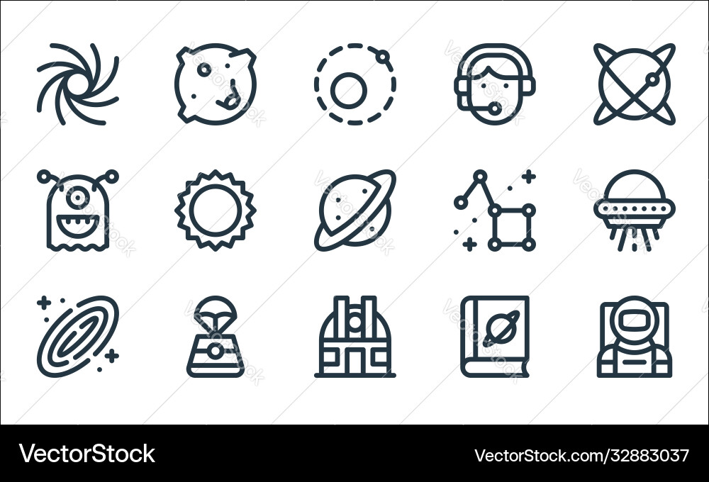 Space line icons linear set quality Vector Image