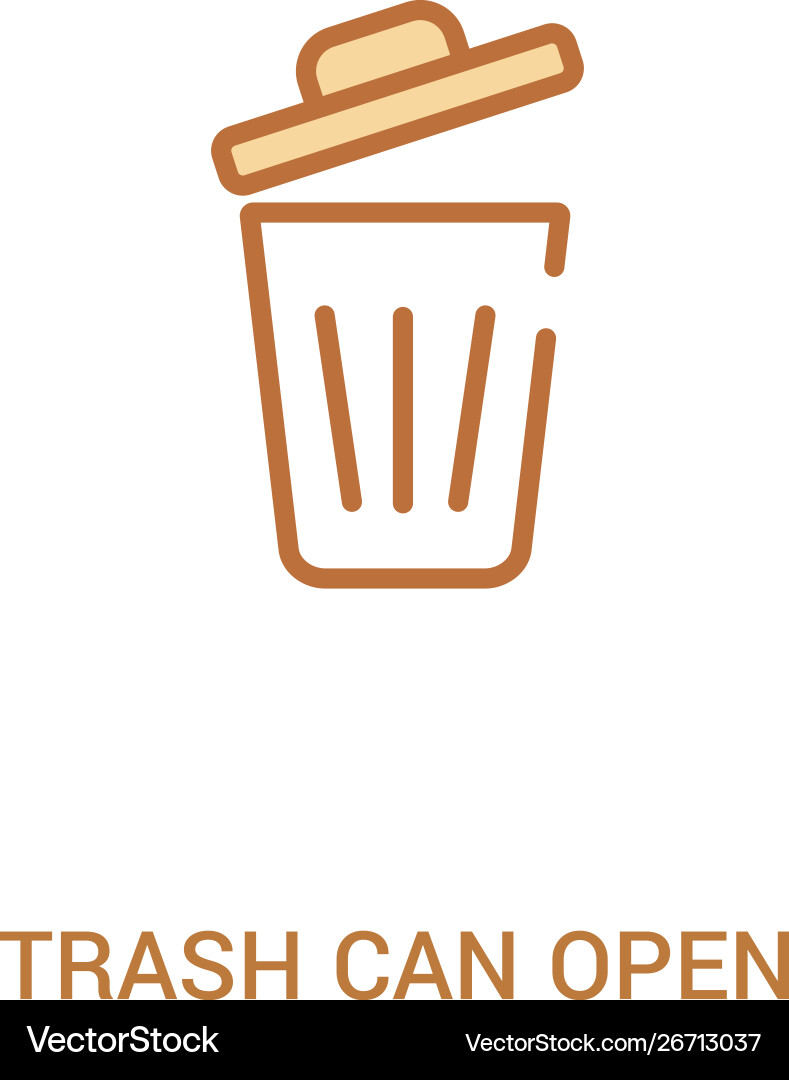 Trash can open concept 2 colored icon simple line Trash can open concept 2 colored icon simple line vector image