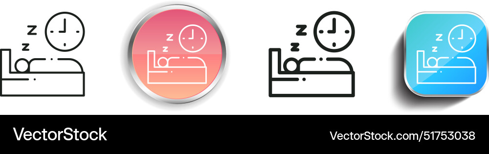 Bedtime icon thin linear regular and button style Bedtime icon thin linear regular and button style Vector Image