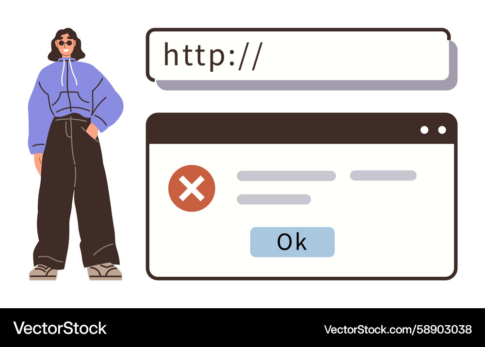 Browser Error - OK Button Vector Image