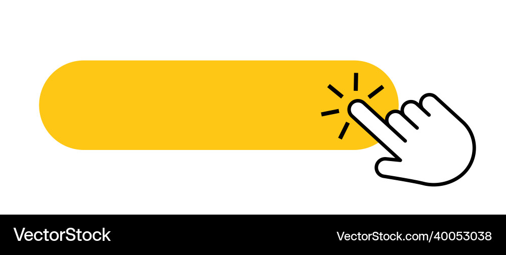 Click blank button with finger icon push yellow Click blank button with finger icon push yellow vector image