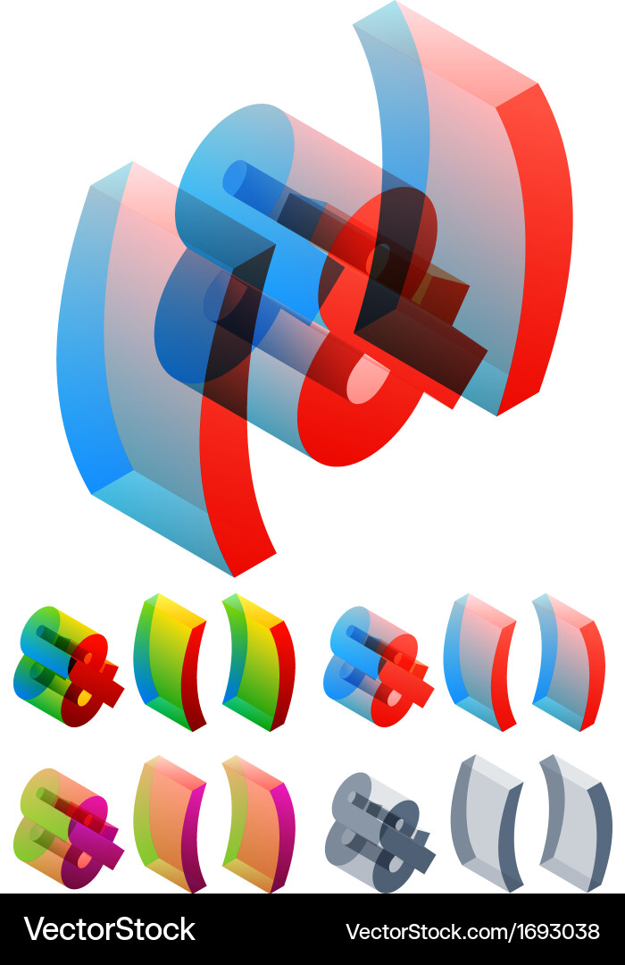 Colored text in isometric view vector image