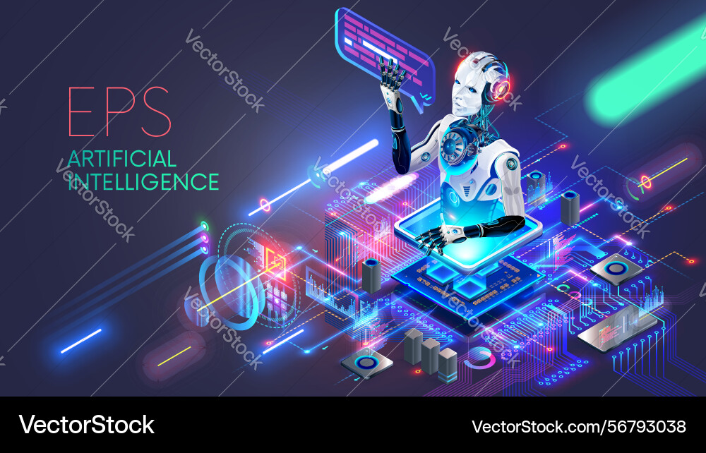 Cpu with artificial intelligence chatbot looks vector image
