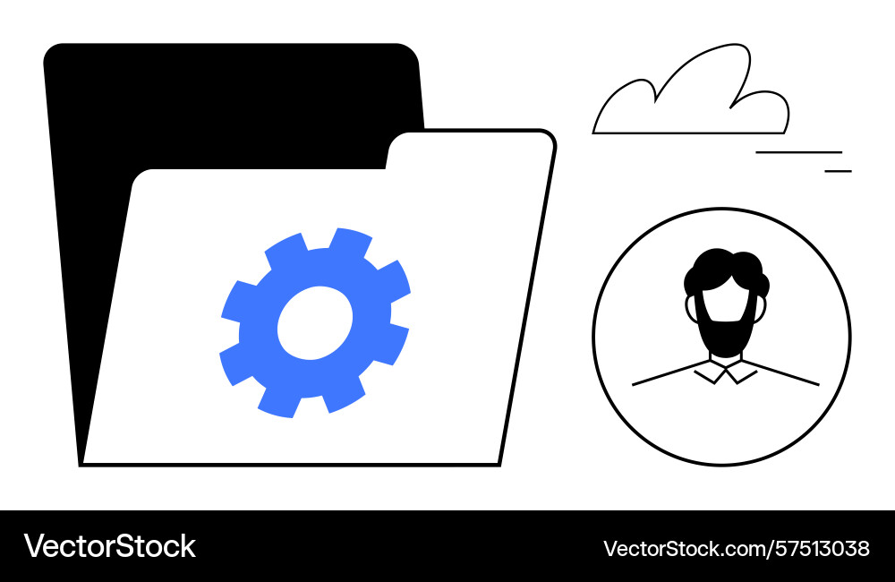 Digital file with gear icon and user profile Digital file with gear icon and user profile vector image