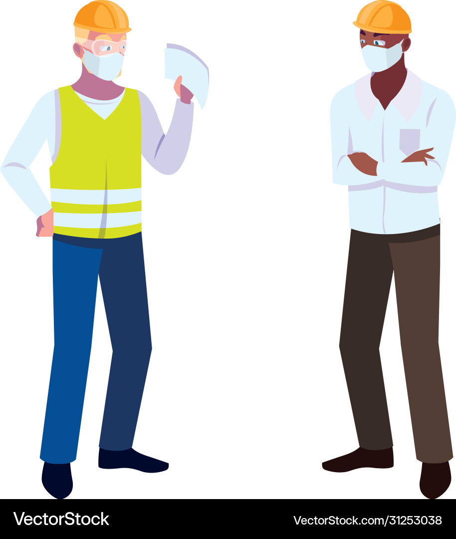 Engineer and operator using mask vector image